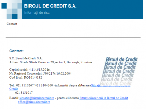 date de contact Biroul de Credit