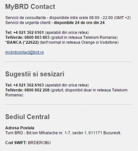 Date de contact BRD