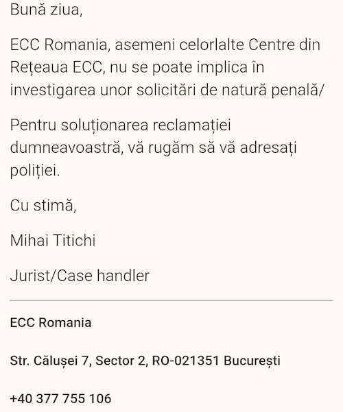 ecc romania reclamatie paybis