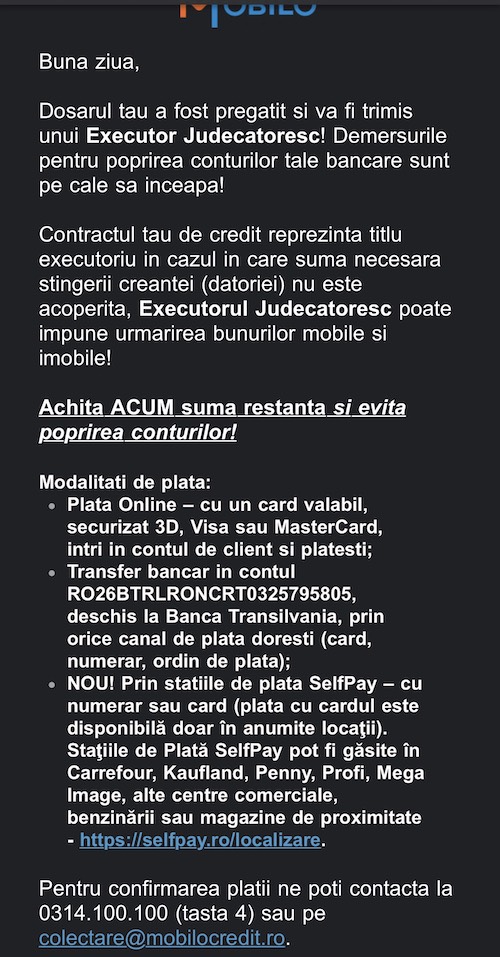 mobilo reclamatie