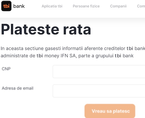 plata rata tbi bank