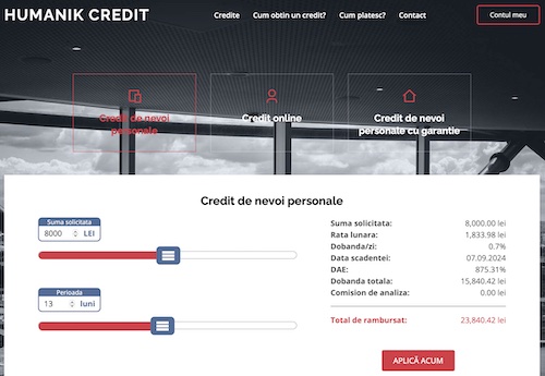 reclamatie humanik credit