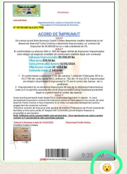 contract credit fals inselaciune