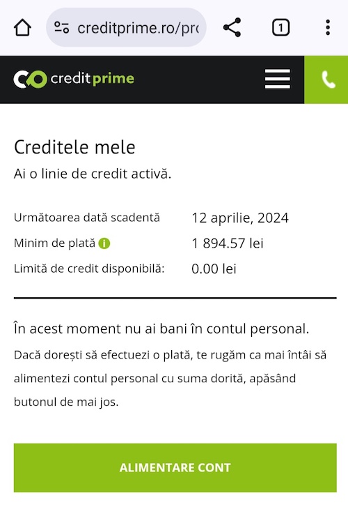 credit prime reclamatie
